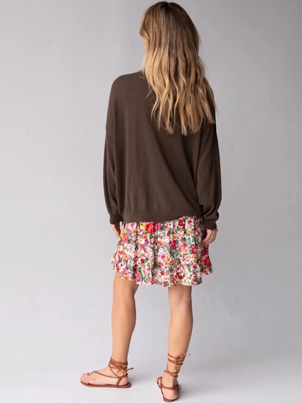 Natural Life Live Happy Olive Green Daisy Cardigan Sweater Oversized Small XS - Picture 5 of 12